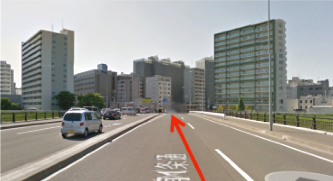 菊水駅方面から、一条大橋を超えて当院へお越しの場合です。