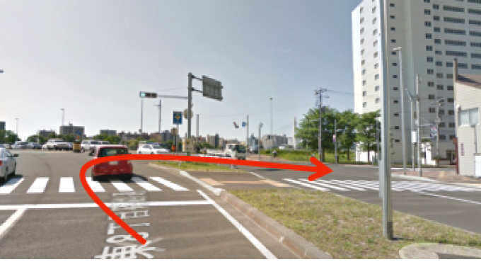 南1条通を、大通方面からお越しになる場合です。