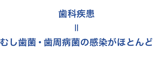 歯科疾患はむし歯菌・歯周病菌の感染がほとんど